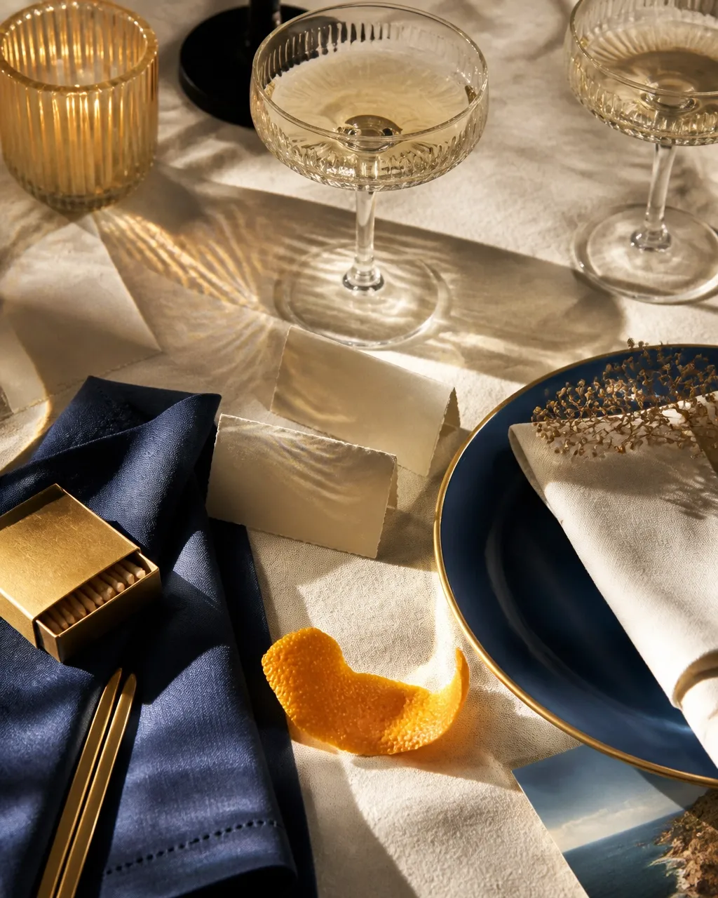 A warmly lit table set for a B.S. Social Club gathering